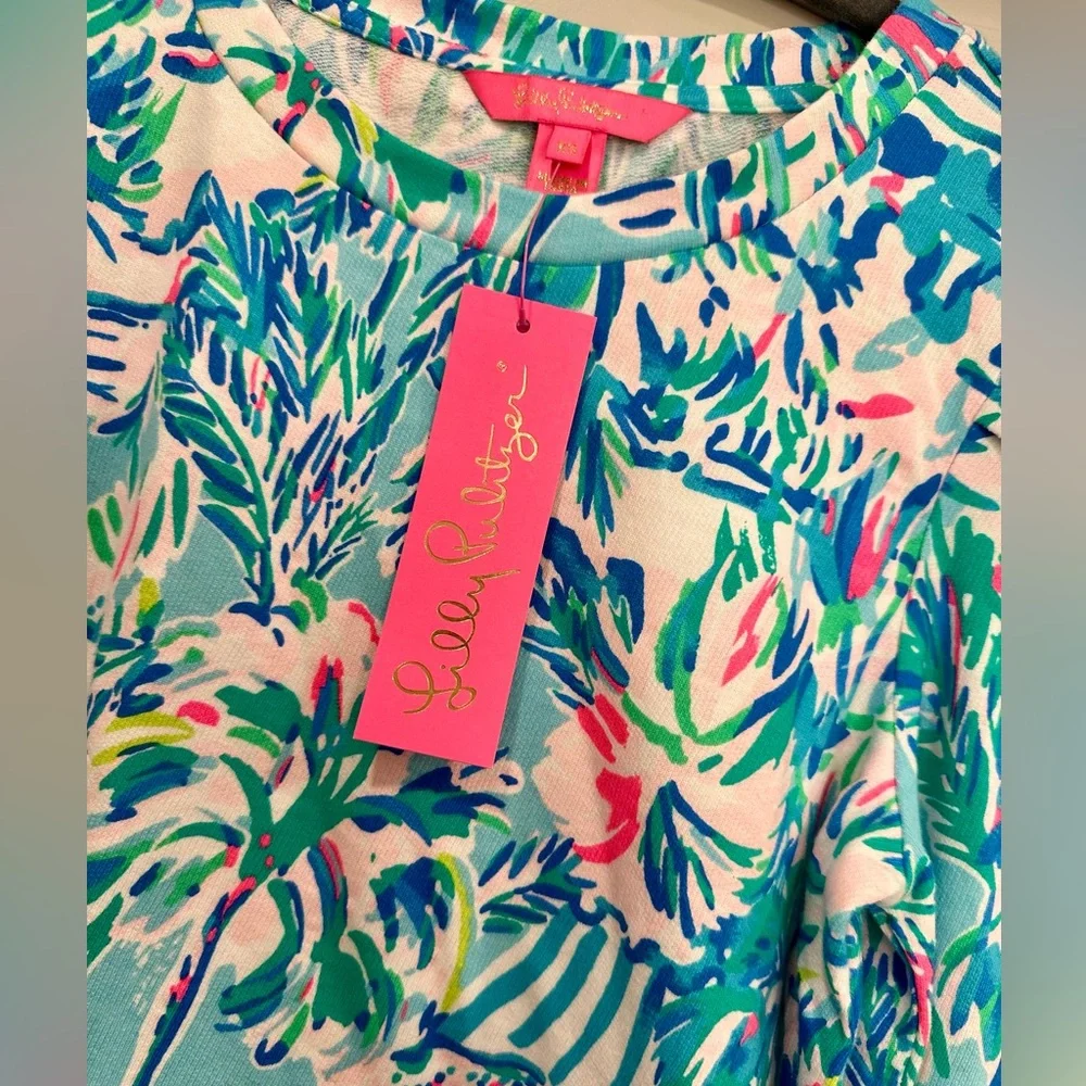 NWT Lily Pulitzer Jansen Sweatshirt Blue Ibiza Cabana Cocktail Size XS RARE - Picture 2 of 5